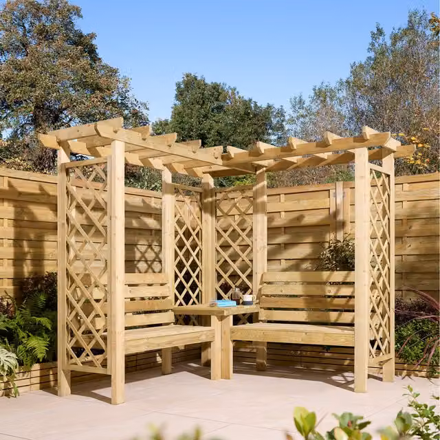 Rowlinson Richmond Corner Arbour in Natural Brown Wood