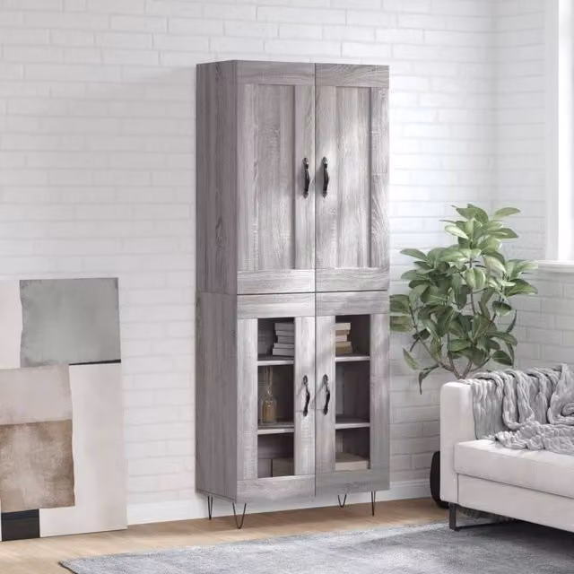 Berkfield Home Grey Sonoma Modern Highboard W/D/H: 69.5 x 34 x 180 cm