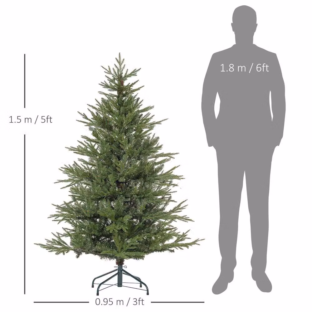 STILVORA 5ft Artificial Green Christmas Tree with Hinged Branches – 3
