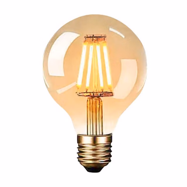ExtraStar 6W LED Globe Filament Light Bulb, Warm White, 2200K, Transparent Glass