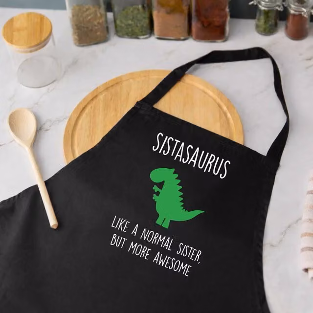 60 Second Makeover Sistasaurus Women's Cotton Apron in Black – 1