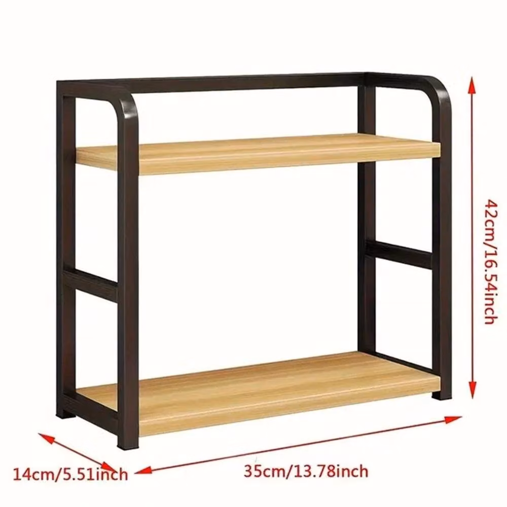 FLAVORA 2-Tier Metal Countertop Storage Shelf in Black – 2