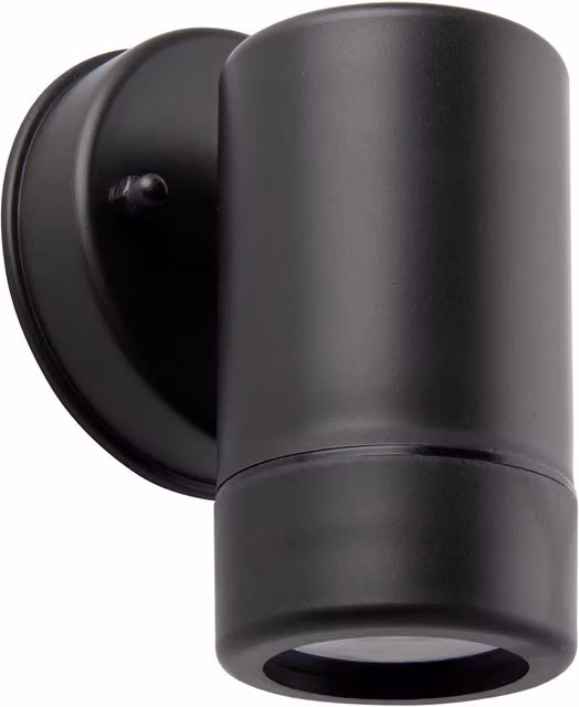 Loops Black IP44 Outdoor Wall Downlight with Dimmable 7W GU10 LED and Transparent Polycarbonate Cover – 1