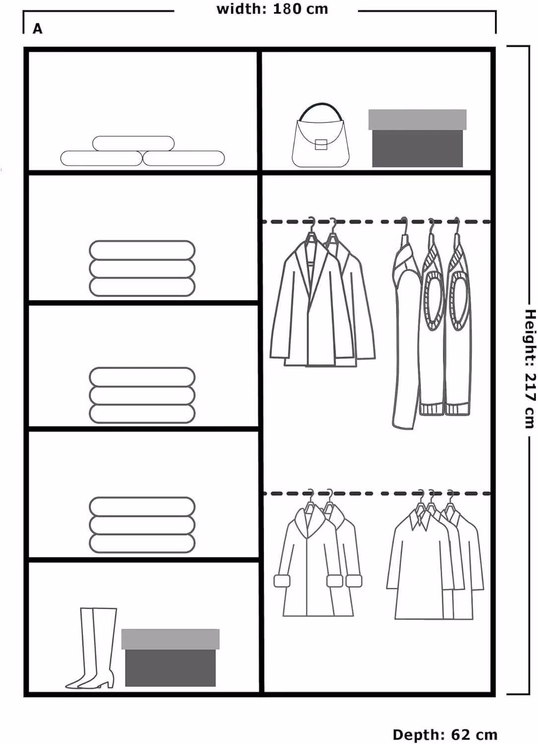 Sliding Wardrobes 4U Modern Grey Sliding Wardrobe with Integrated LED Lighting and Mirror, W: 180 cm, D: 62 cm, H: 217 cm – 2