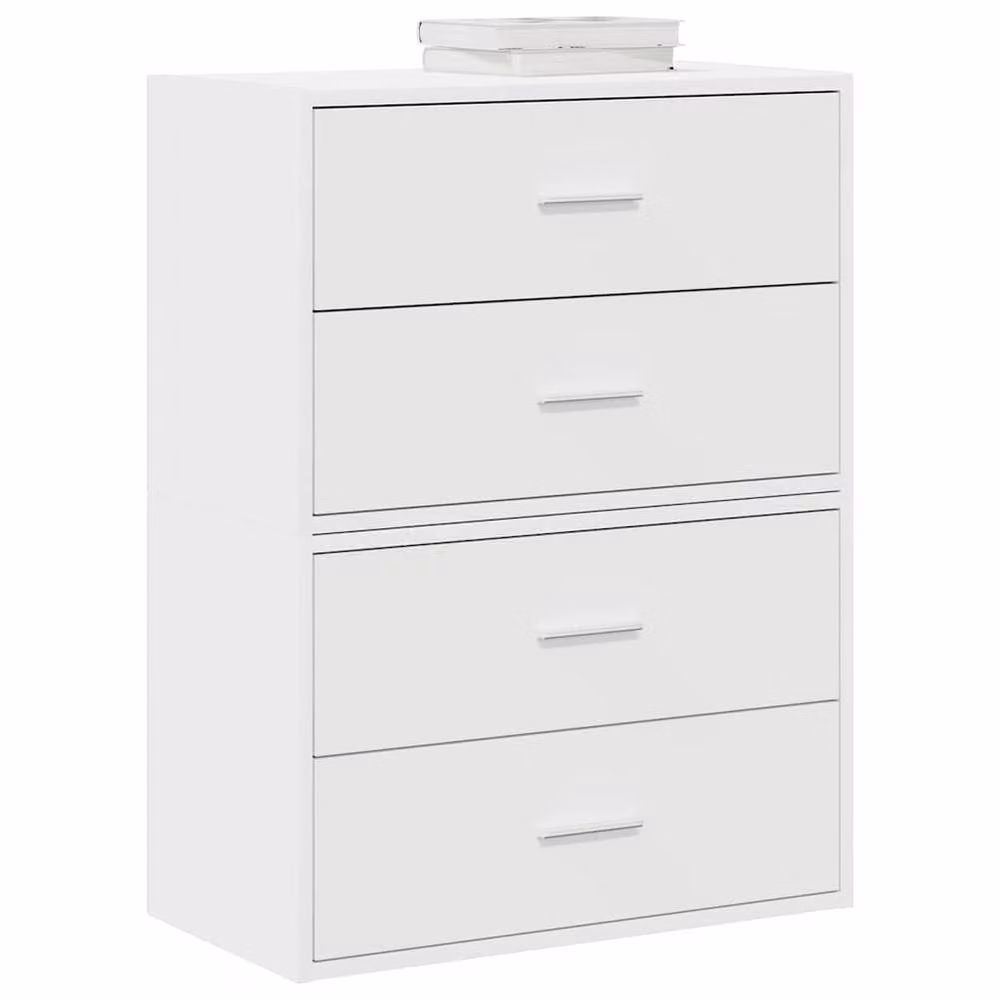 Berkfield Home Set of 2 Durable White Cabinets with 2 Drawers, W/D/H: 60 x 31 x 40 cm