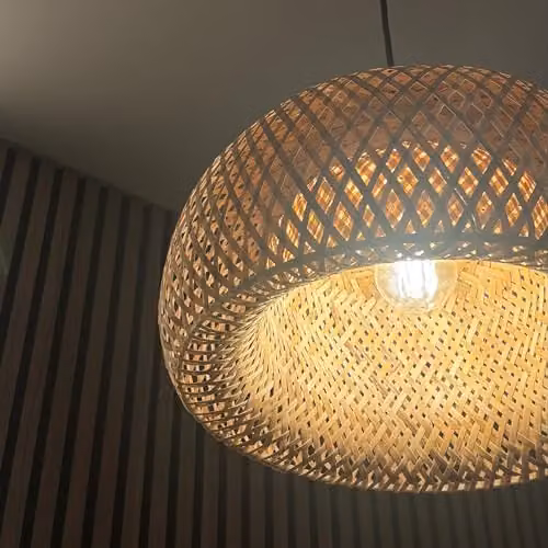 CGC Lighting Bronte Bamboo Hand Made Dome Lampshade in Beige and Brown, W: 40 cm, D: 38 cm, H: 20 cm – 5