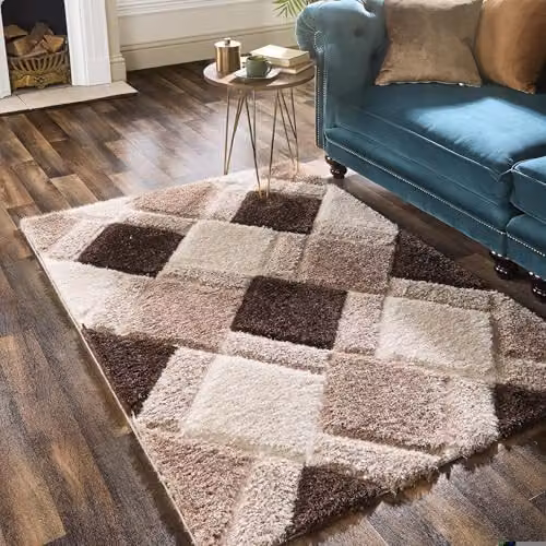 Phoenox Textiles Limited Origins 3D GEO Shaggy Beige Geometric Rug, W: 60 cm, D: 110 cm – 5