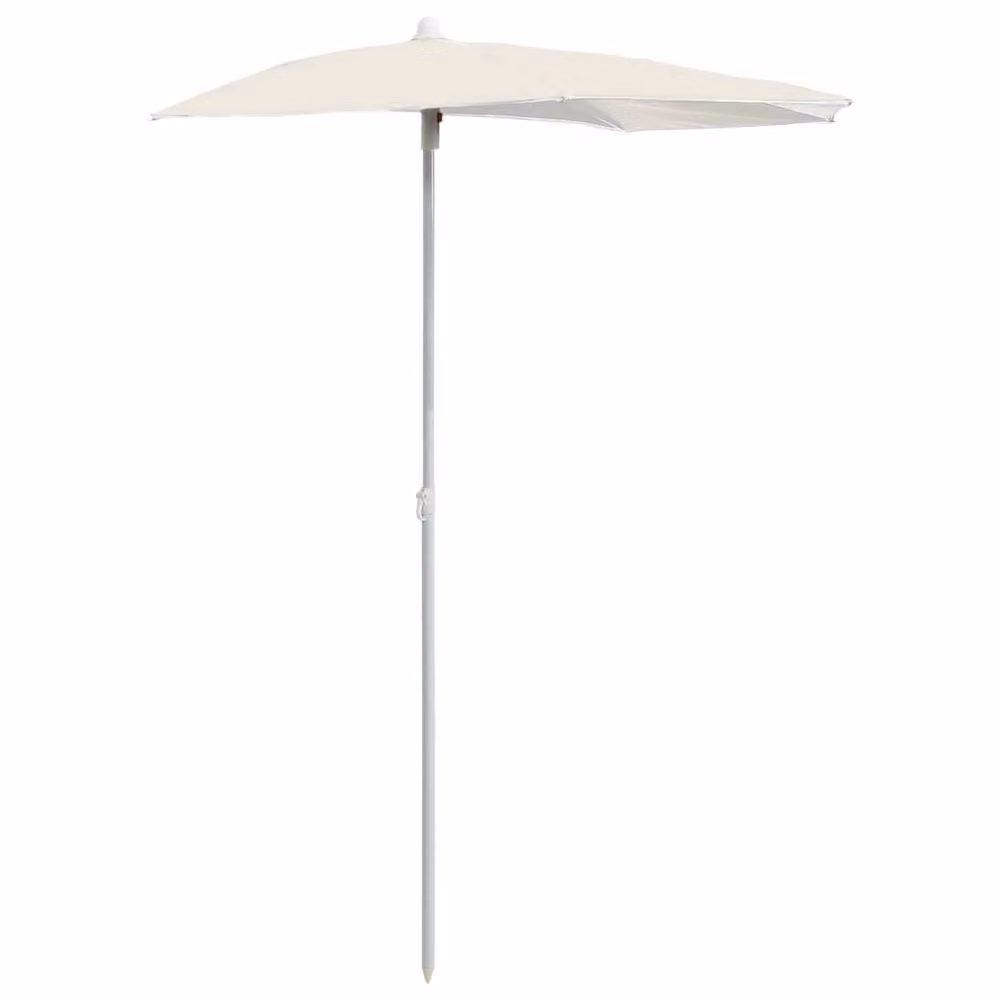 Berkfield Home Durable Garden Half Parasol with Pole in Beige Sand, W/D/H: 180 x 90 x 195 cm – 2
