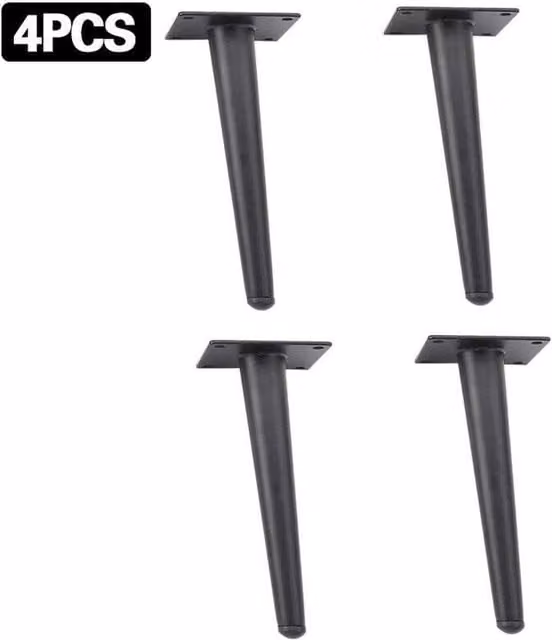 Kelvenix 4-Piece Black Metal Furniture Legs, Height: 10 cm
