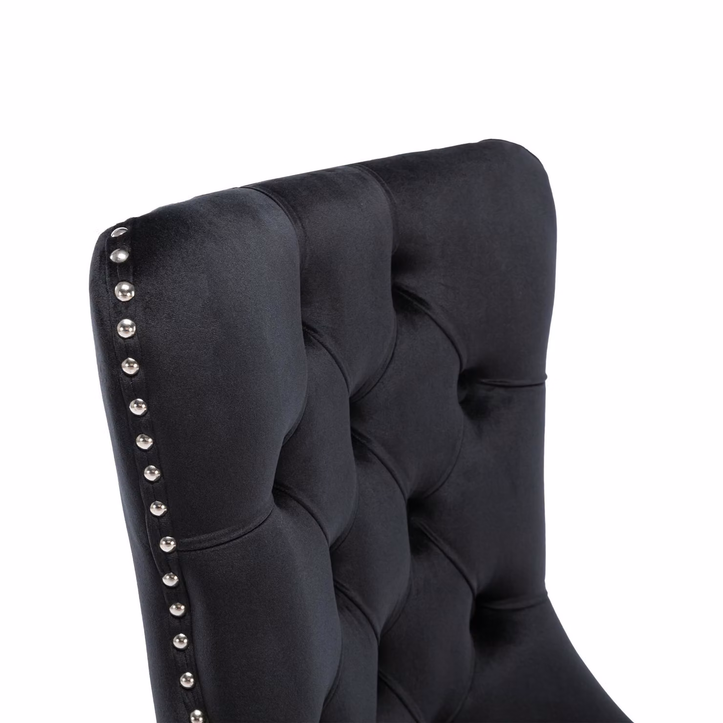 Aosom.UK Set of 4 Black Velvet Upholstered Dining Chairs with Button Tufted Backrest and Solid Rubberwood Legs, W/D/H: 64 x 50 x 96 cm – 5