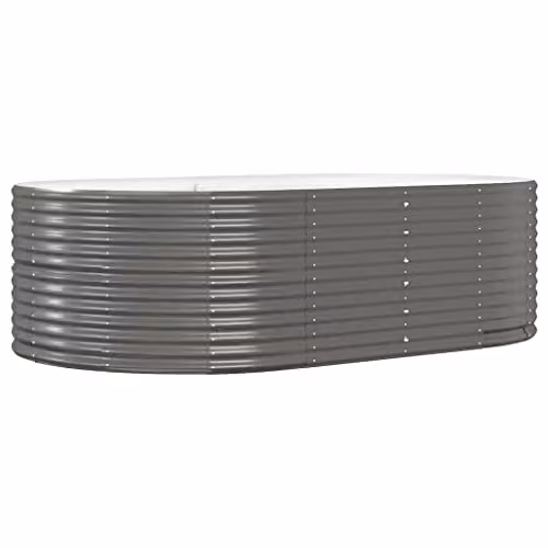 vidaXL Grey Galvanised Steel Raised Bed W: 140 cm, D: 140 cm, H: 68 cm