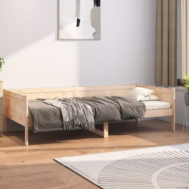 Berkfield Home Rustic Solid Wood Pine Day Bed, Brown, W/D/H: 80 x 200 cm – 1