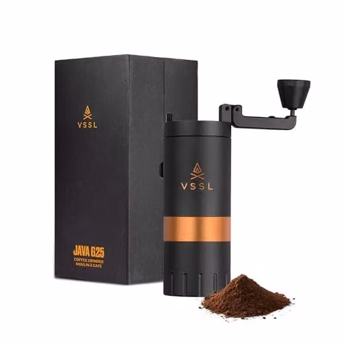 VSSL G25 Java Manual Coffee Grinder with Stainless Steel Conical Burr, 30 g Capacity, Black or Grey