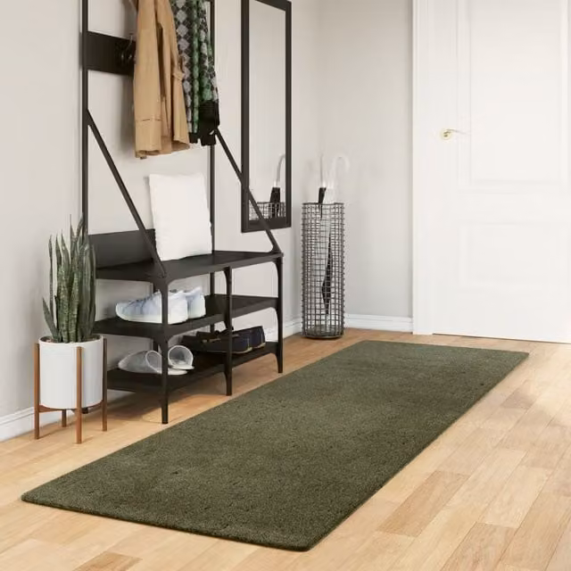 Berkfield Home HUARTE Short Pile Washable Rug, Forest Green, W: 80 cm, L: 250 cm – 1