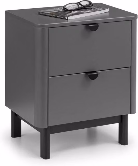 Cheshire Premium Nova 2 Drawer Bedside Unit in Storm Grey and Black