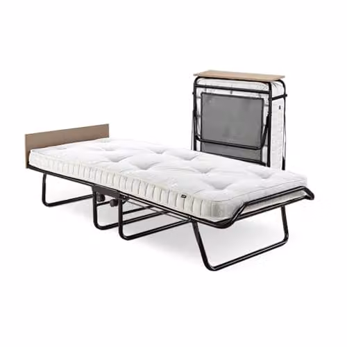 JAY-BE Supreme Single Folding Bed with Pocket Sprung Mattress in Black and White, W/D/H: 90 x 190 cm
