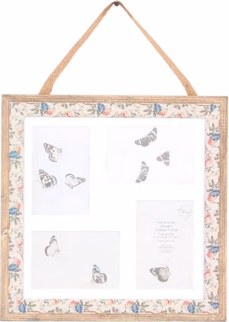 The Port. Co Gallery Floral Linen Wooden Collage Hanging Frame in Multi Colour