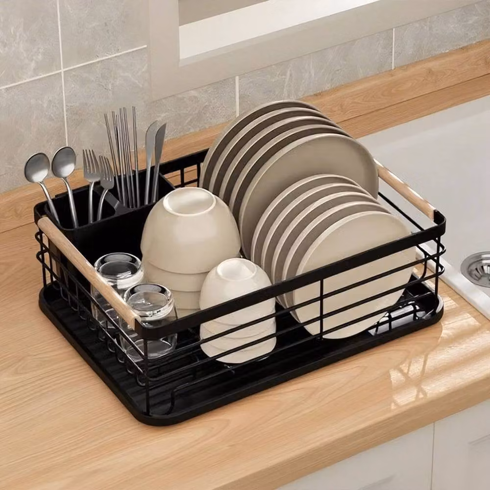 FORGEVIO Black 1 Tier Dish Drainer and Cutlery Holder – 2