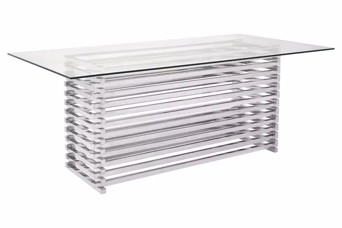 Orsina Vogue Rectangular Dining Table in Silver and Transparent Glass – 2