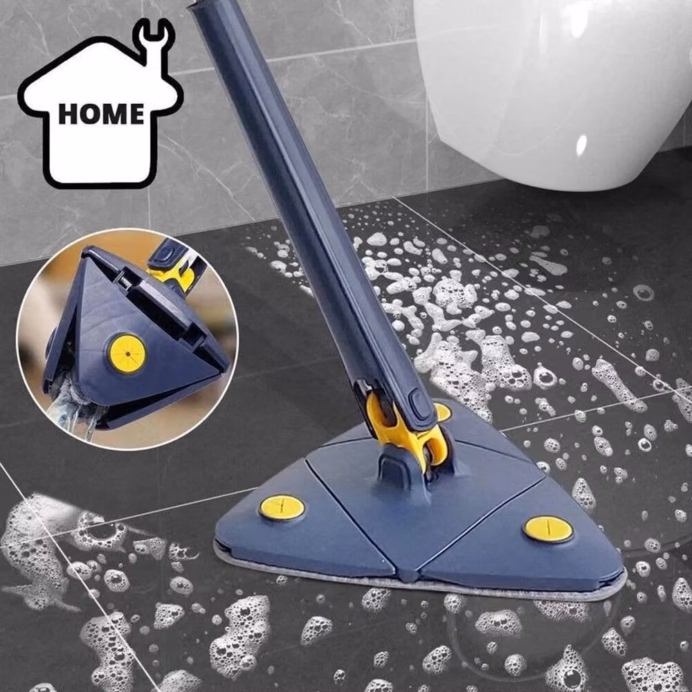 PAWNORA 360 Triangle Mop with Wringer and Telescopic Handle, Blue Microfibre Floor, Ceiling and Wall Cleaner – 3