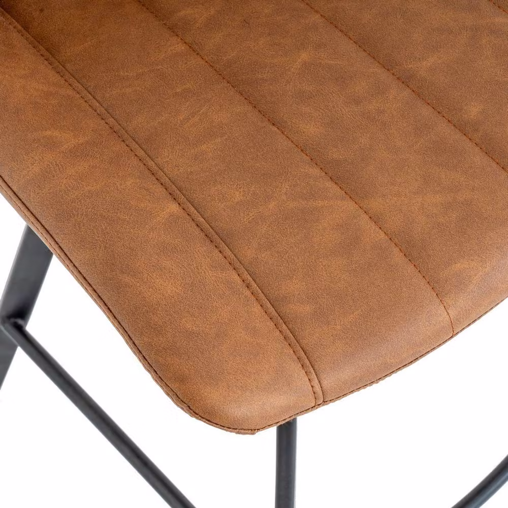 Lemon Pavilion Furniture and Decor Malmo Tan Swivel Bar Stool in Brown Synthetic Leather with Metal Frame, W: 50 cm, D: 50 cm, H: 93 cm – 3