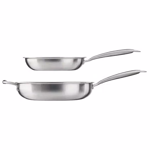 Cooks Professional 2 Piece Tri-Ply Non-Stick Frying Pan Set in Silver with Ceramic Coating, Compatible with All Hobs – 4