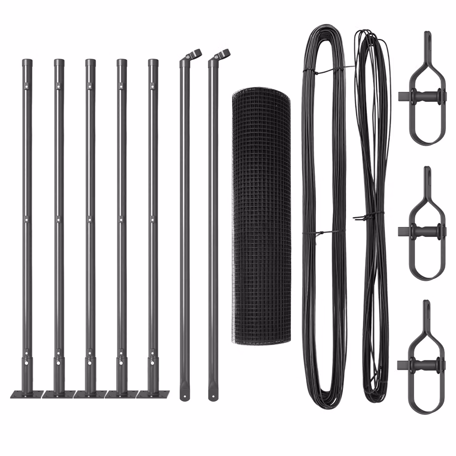 Berkfield Home Grey Steel Welded Wire Fence with 7 Flanged Posts, W: 10 m, H: 0.6 m – 2