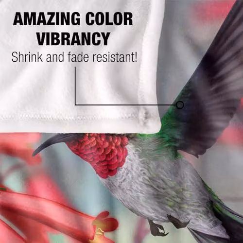 JQ Licensing Royce Mcclure Hummingbirds Silky Touch Super Soft Floral Throw Blanket, Multicolour, W/D/H: 91 x 147 cm – 3
