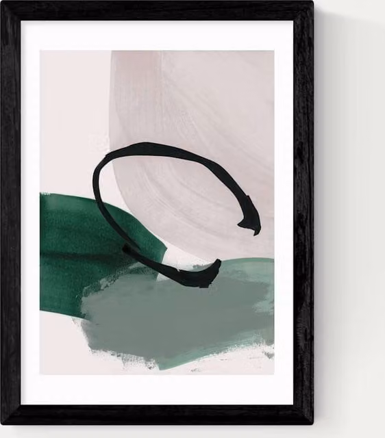 East End Prints Abstract Minimalist Rectangular Framed Graphic Art in Black, Green and Multicolour