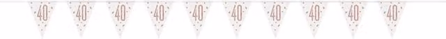 KDMD Rose Gold Prismatic Plastic Flag 40th Birthday Banner for Adults