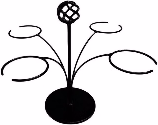 Poppyforge 4 Glass Cocktail Tree in Powder Coated Black, W: 35.6 cm, H: 31.7 cm