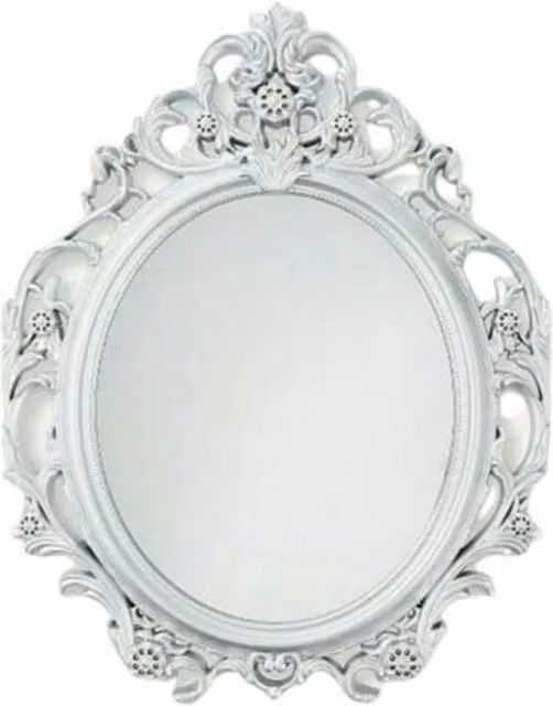 Biznest Ornate Antique Vintage Style Oval Wall Mirror in Silver