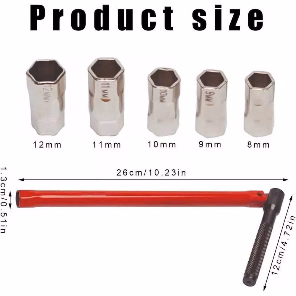 Kelvenix 8-13mm Plumber Back Nut Tap Wrench Socket Kit in Red Carbon Steel – 2