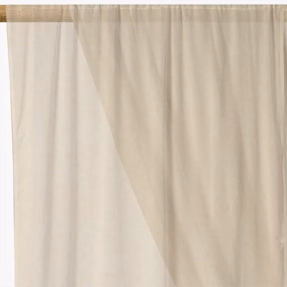 Terrys Plain Transparent Voile Fabric Panel in White or Beige with Rod Pocket