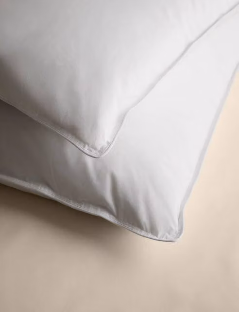 M&S 2 Pack Soft White Duck Feather and Down Pillows with Cotton Cover