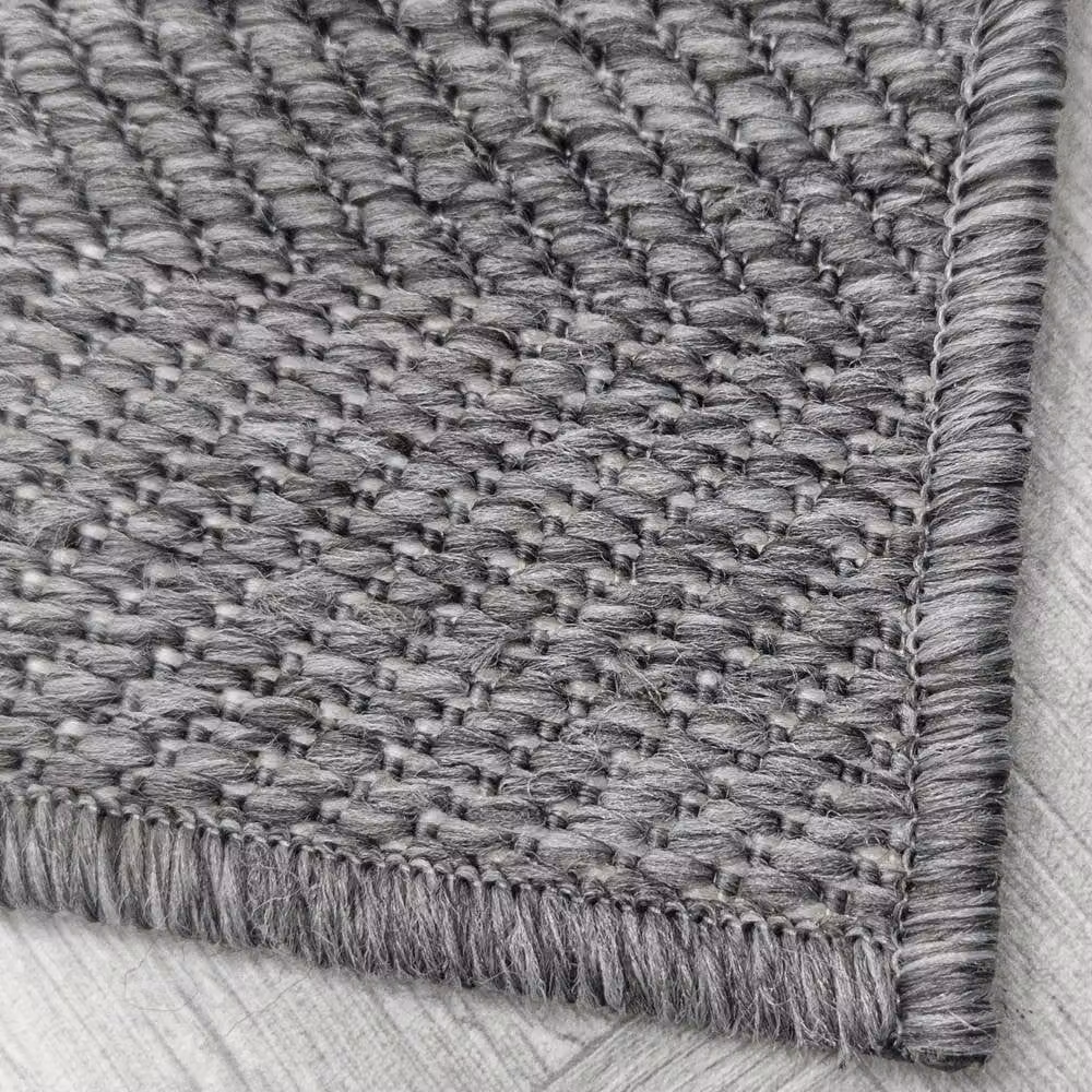 runrug Stripes Reversible Indoor/Outdoor Carpet Runner Rug in Grey, W: 60 cm, L: 180 cm – 3