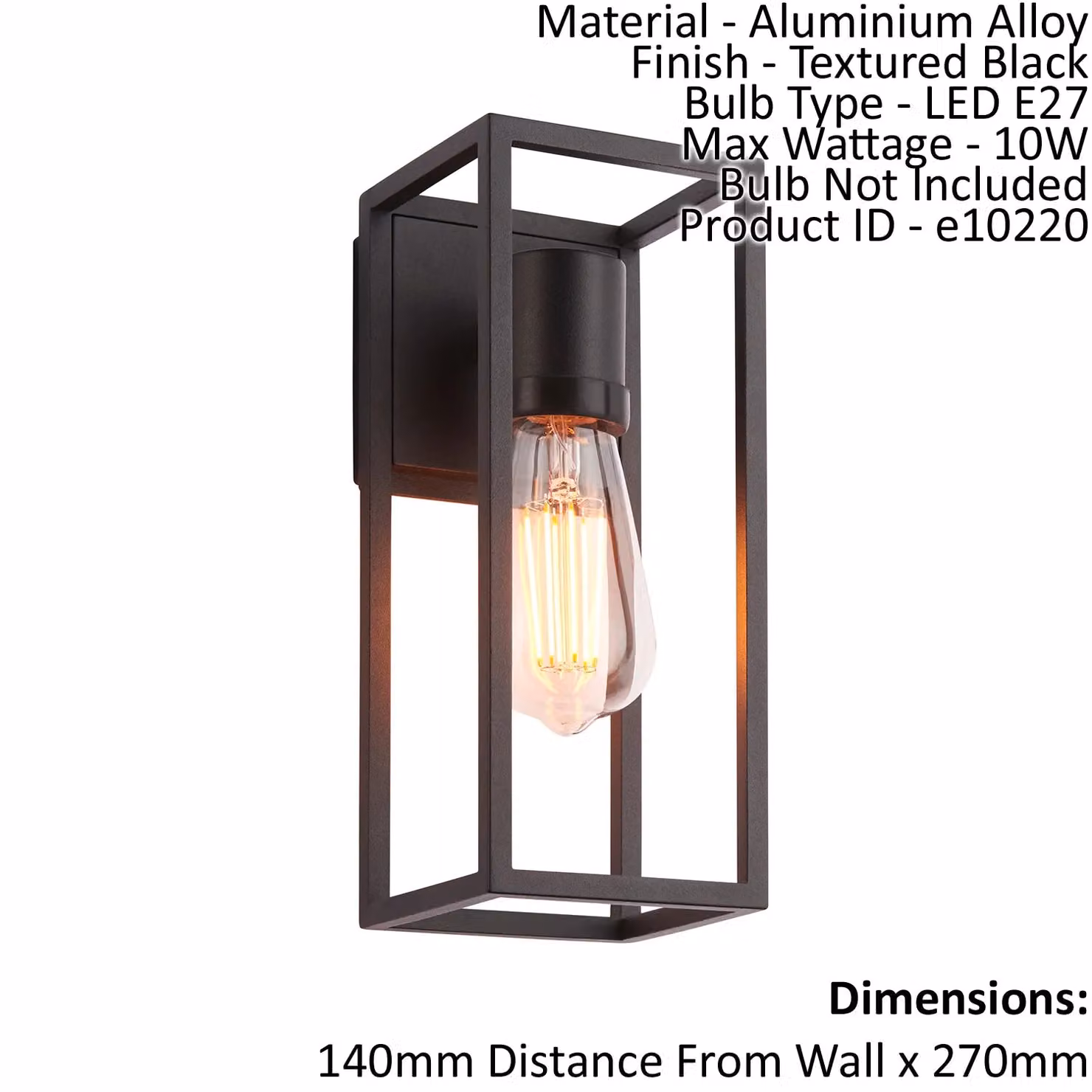 Loops Modern Black Aluminium Outdoor Wall Light IP44 with Dimmable E27 LED Bulb – 2