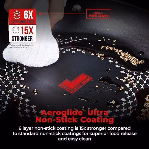 Tower SmartStart Ultra Forged 28cm Aluminium Wok with Aeroglide Non-Stick Coating, Black and Silver, Induction Compatible and Oven Safe – 3