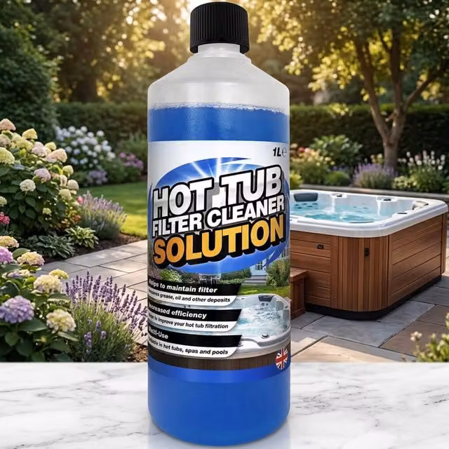 Storm Trading Group Hot Tub Spa and Pool Filter Cartridge Cleaner Solution, Blue, 4 x 1 l