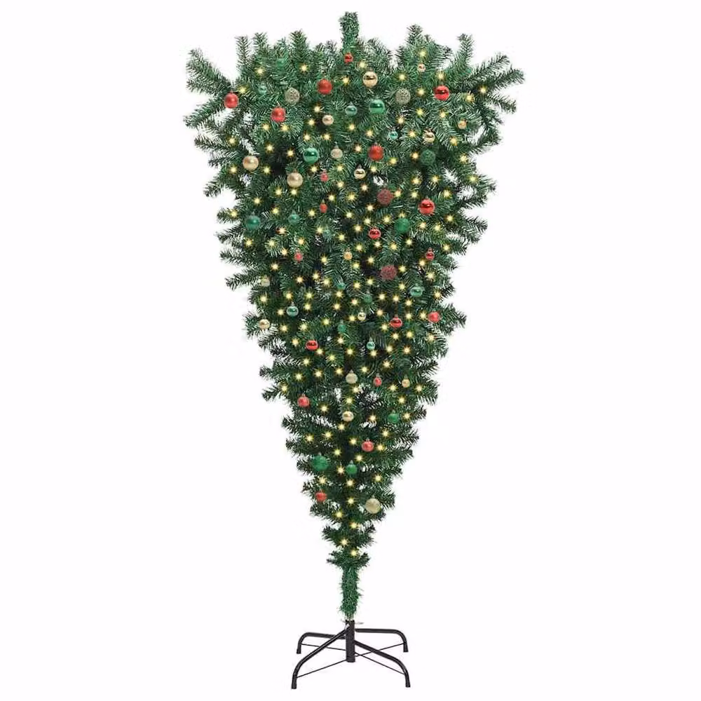 Berkfield Home Green Tabletop Upside-down Artificial Pre-lit Christmas Tree with Ball Set – 2