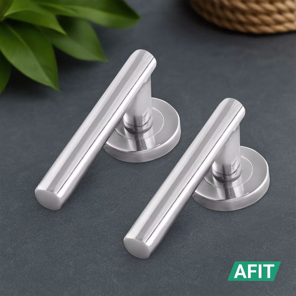 AFIT Olvera Range Chrome T-Bar Door Handles with Round Rose, Silver, Pack of 6 – 5