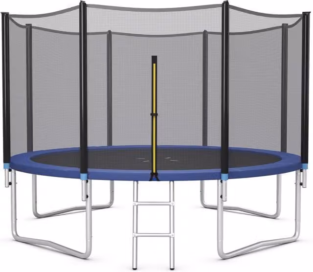 Costway 12 FT Outdoor Trampoline with Safety Net in Black