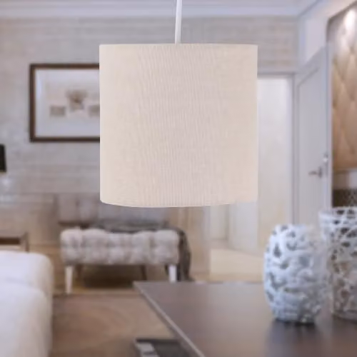 First Choice Lighting Set of 2 Beige Fabric Round Table Lamp Shades, Diameter: 15.5 cm – 2
