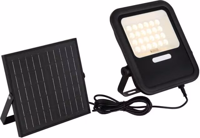 Netlighting Solar LED Outdoor Floodlight in Black with Timer, Remote Control and Dimming Function, IP65 Waterproof