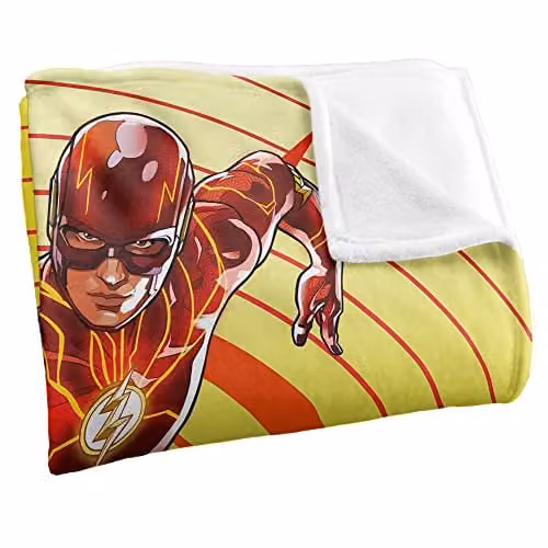 LOGOVISION Warner Brothers The Flash Batman Supergirl Team Super Soft Microfibre Fleece Throw Blanket, White, W/D/H: 152 x 127 cm – 2