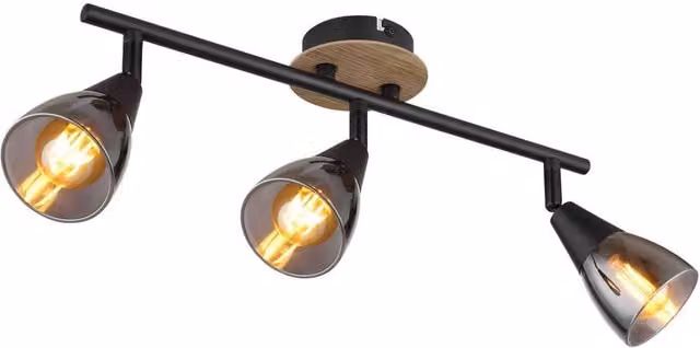 Netlighting Mubby Ceiling Spotlight Bar in Matt Black with Smoke Glass Shades, 3x E14 – 1