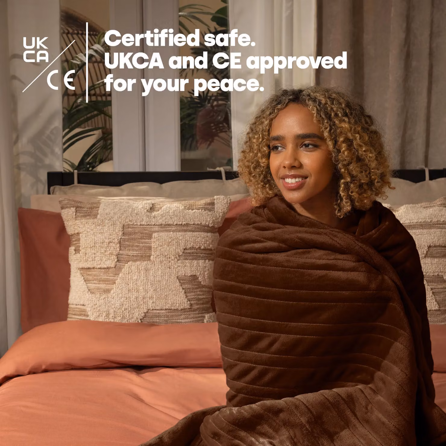 LIVIVO Electric Heated Fleece Blanket in Brown, W/D/H: 130 x 160 cm – 5