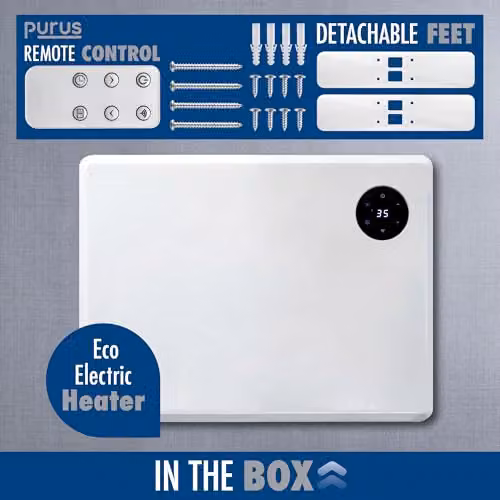Purus 1000W WiFi Smart Electric Convector Panel Heater, White, Wall Mounted or Freestanding – 4