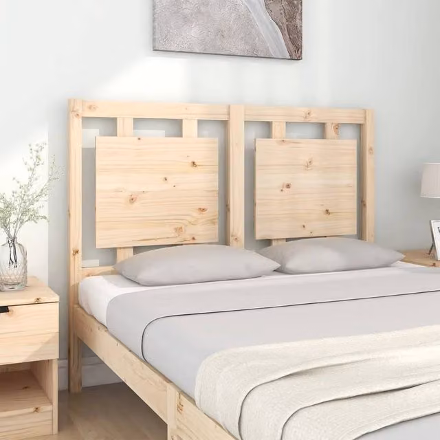 Berkfield Home Beautiful Bed Headboard in Natural Solid Pine Wood, W: 125.5 cm, D: 4 cm, H: 100 cm