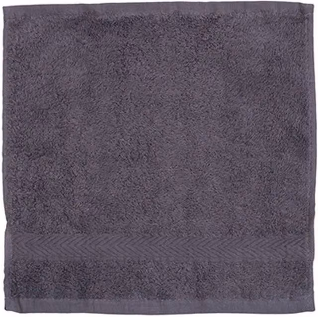 Towel City Luxury Fluffy Cotton Terrycloth Face Towel in Grey with Border and Hanging Loop